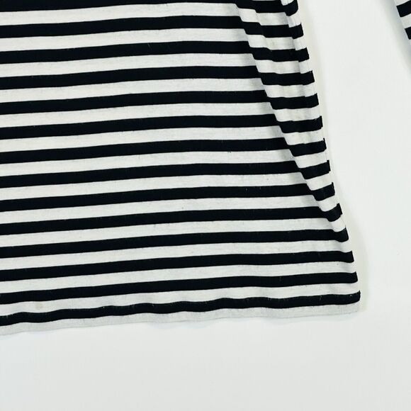 Cabi White Black Stripe Long Sleeve Jersey Knit T-Shirt Shirt Top Women's Small - Picture 3 of 6